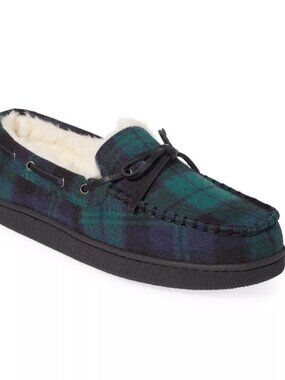 Club Room Mens Plaid Faux Fur Lined M Bluegreen